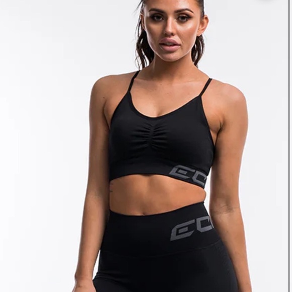ECHT Arise Scrunch Black Sports Bra - Picture 1 of 6